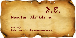 Wendler Bökény névjegykártya